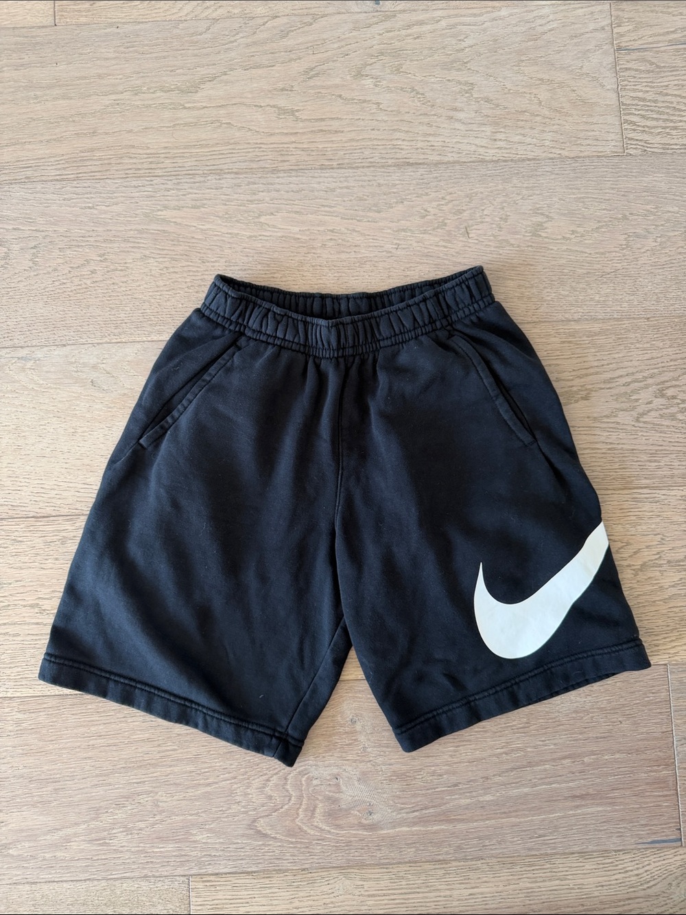 Nike Black Sweatshorts with White Drawstring and Swoosh Tag